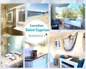 Appartement dans résidence les jardins de Neptune saint cyprien plage,piscine, jeux enfants